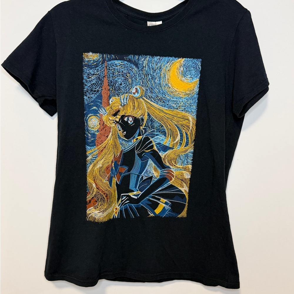 ✨ Sailor Moon Starry Night Graphic Tee – Anime Fan Art Top